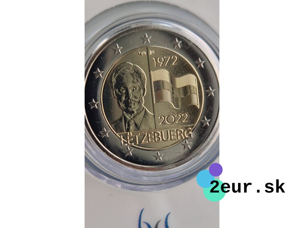 2 euro Luxembursko 2022 - Vlajka Luxemburska (BU karta - znak roh a štvorec)