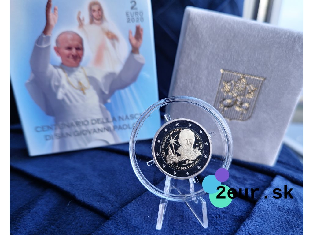2 euro Vatikán 2020 - 100. výročie narodenia pápeža Jána Pavla II. (Proof)