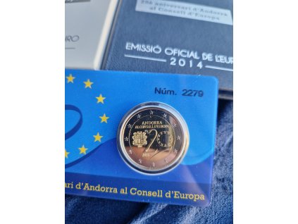 2 euro Andorra 2014 - 20 rokov v Rade Európy (Proof)