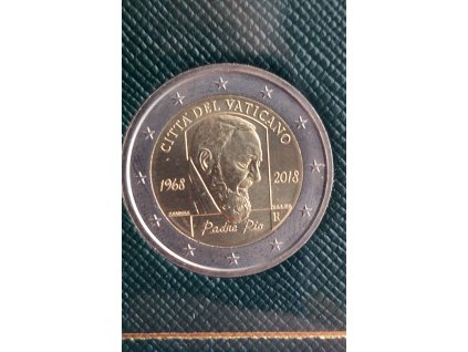 2 euro Vatikán 2018 - Páter Pio (BU karta)