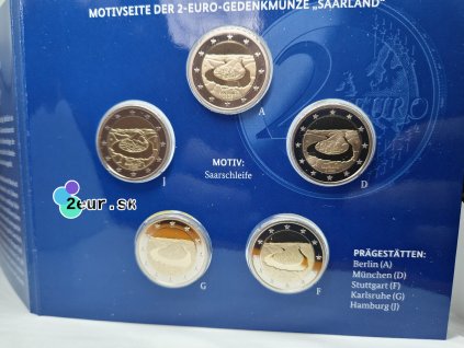 2 euro Nemecko 2025 - Sársko (Proof set 5 mincí)