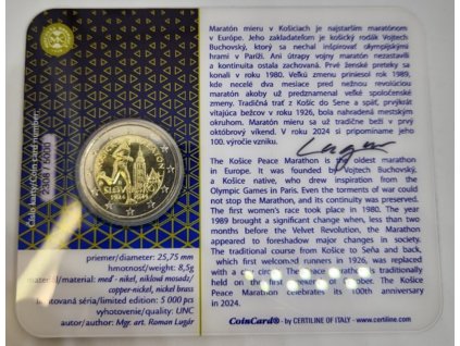 2 euro Slovensko 2024 - Medzinárodný maratón mieru (BU karta s podpisom autora)