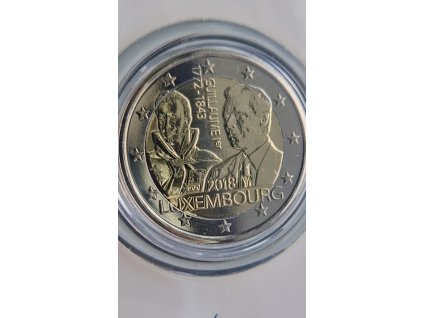 2 euro Luxembursko 2018 - Výročie úmrtia Guillauma I. (BU karta - znak most)