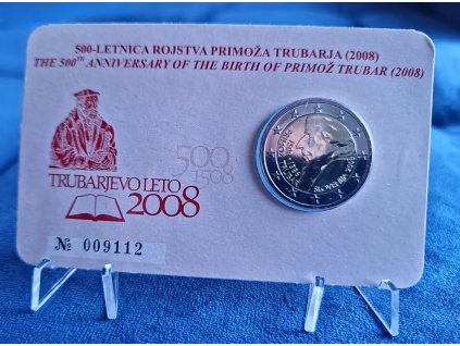 2 euro Slovinsko 2008 - 500. výročie narodenia Primoža Trubara (BU karta)