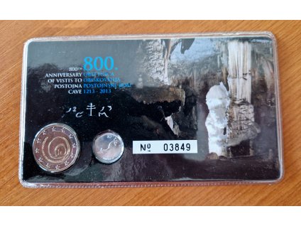 2 euro Slovinsko 2013 - 800. výročie prvej návštevy v Postojnskej jaskyni (Coincard)