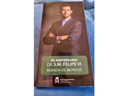 2 euro Španielsko 2018 - 50. narodeniny kráľa Filipa VI. (Proof)