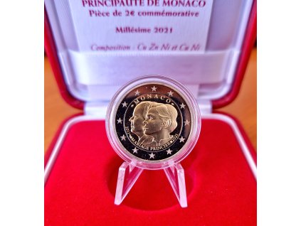 2 euro Monako 2021 - 10. výročie uzavretia manželstva princa Alberta II. a princeznej Charlene (Proof)