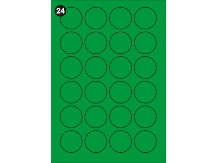 42083 samolepici etikety kulate 40 mm a4 zelene baleni 20 listu