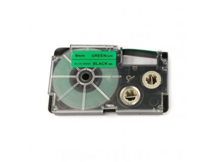 8637 1 paska pro popisovace casio typ xr 9gn 9 mm zelena cerny tisk kompatibilni