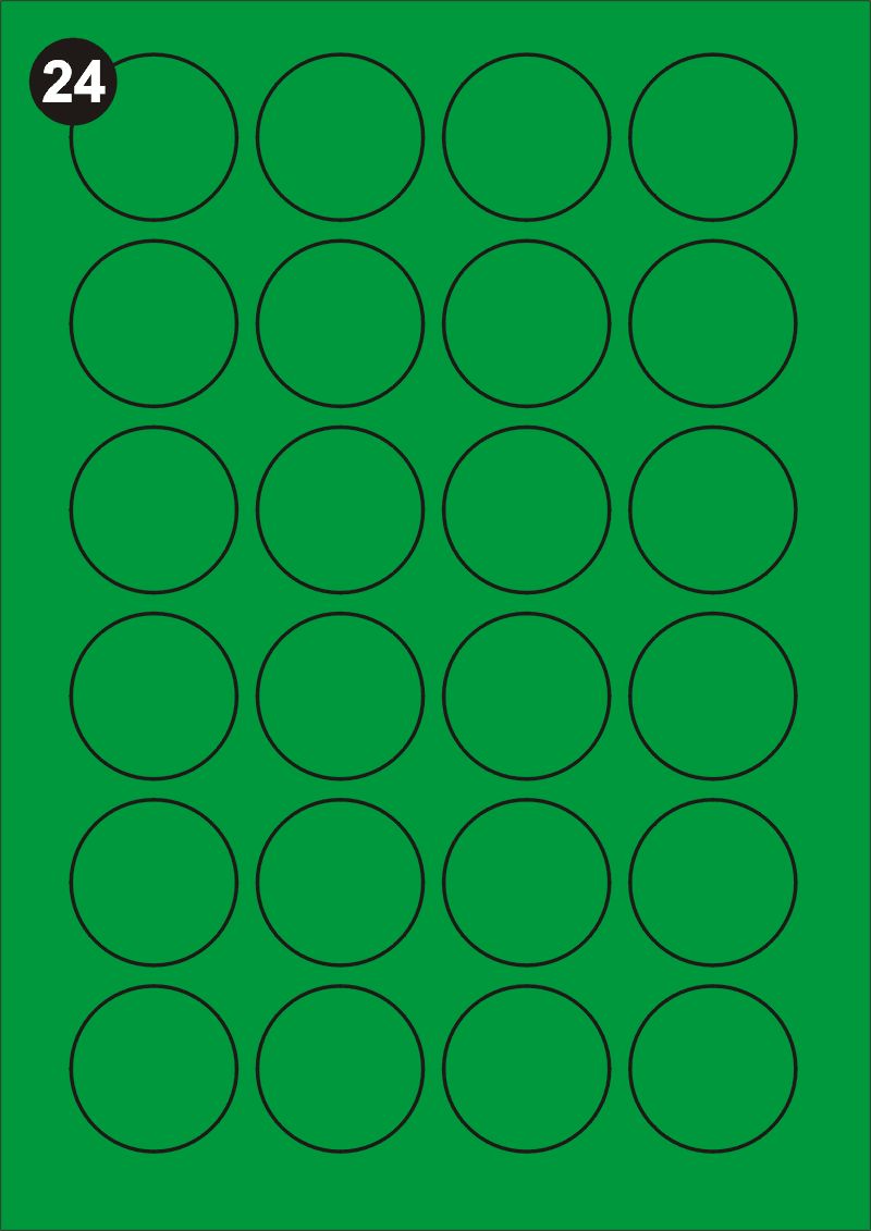 FOPRINT Samolepící etikety kulaté 40 mm, A4 - zelené (balení 20 listů)