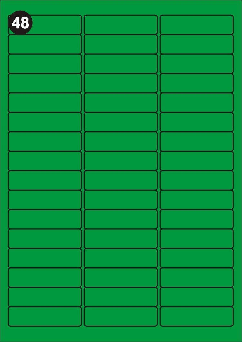 FOPRINT Samolepící etikety 63,5x16,9 mm, A4 - zelené (balení 20 listů)