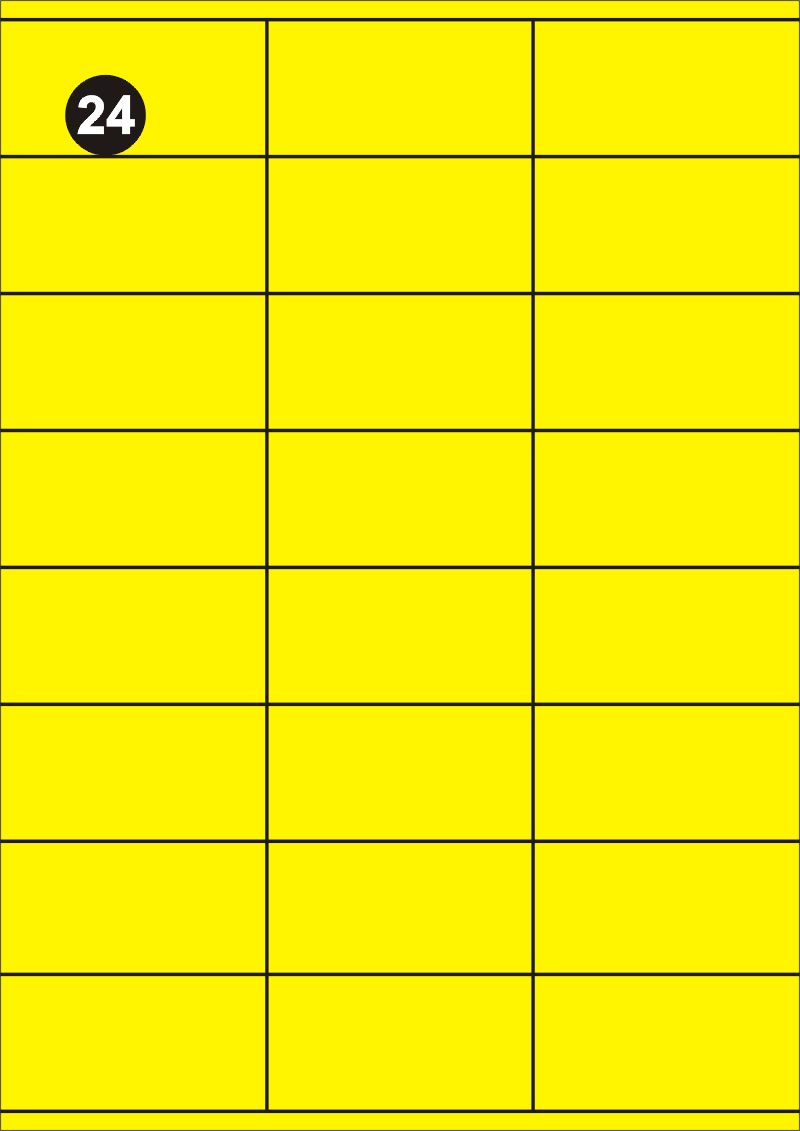 FOPRINT Samolepící etikety 70x36 mm, A4 - žluté (balení 20 listů)