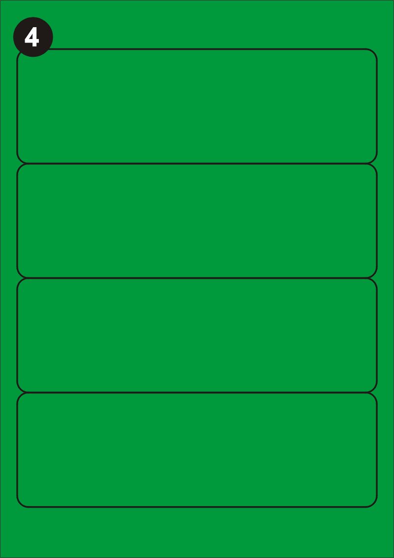 FOPRINT Samolepící etikety 192x61 mm, A4 - zelené (balení 20 listů)