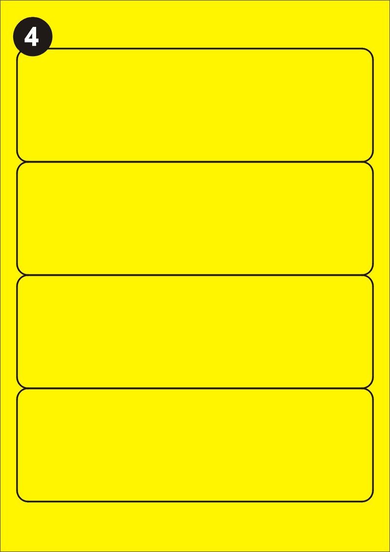 FOPRINT Samolepící etikety 192x61 mm, A4 - žluté (balení 20 listů)