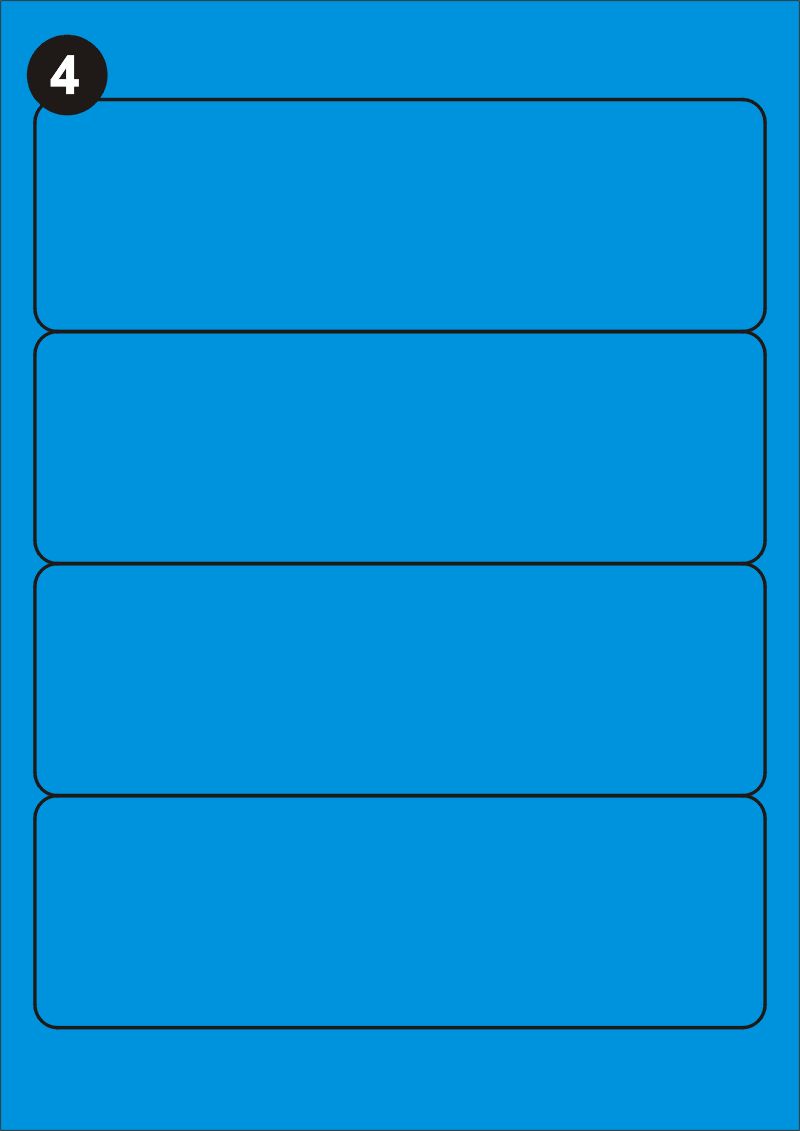 FOPRINT Samolepící etikety 192x61 mm, A4 - modré (balení 20 listů)