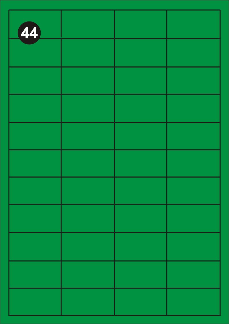 Samolepící etikety 48,5x25,4 mm, A4 - zelené FOPRINT (balení 20 listů)
