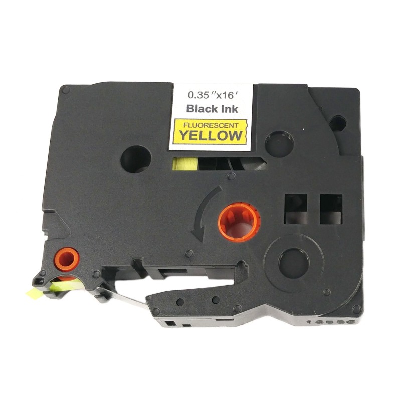 Páska pro popisovače BROTHER TZE-C21 Fluorescent Yellow / Black print 9mm - kompatibilní