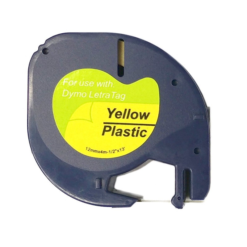 Páska - DYMO - typ 59423, S0721570 - 12 mm žlutá - černý tisk (Plastic pro LetraTag) - kompatibilní