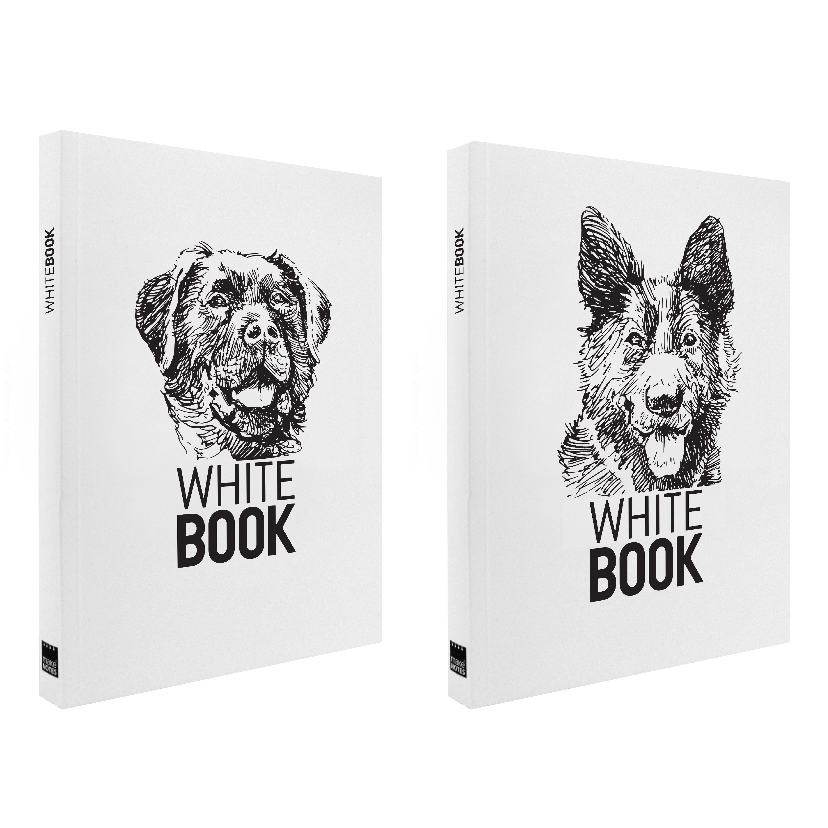 MAKENOTES Zápisník A5 WHITE BOOK DOGS bílý (2ks)