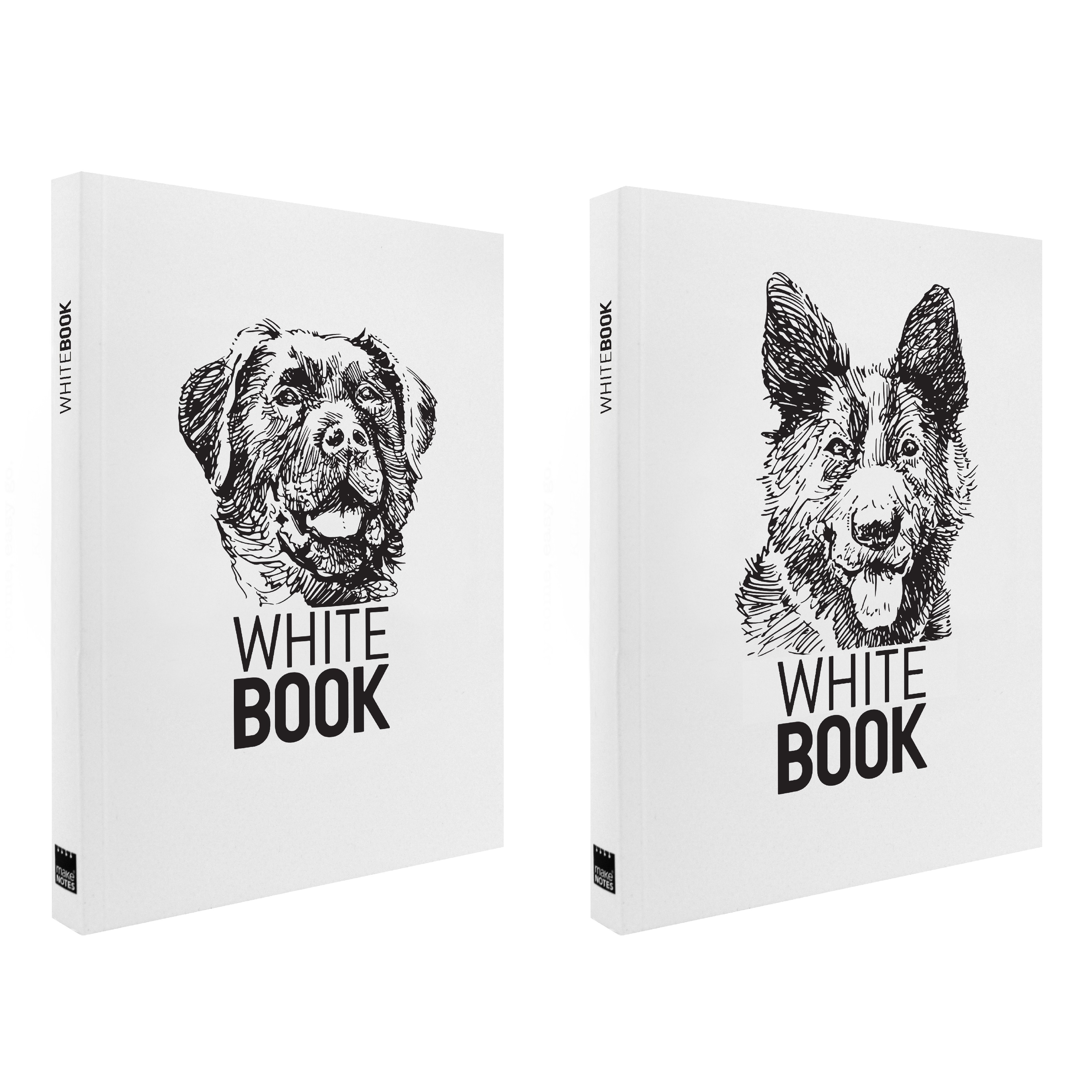 MAKENOTES Zápisník A6 WHITE BOOK DOGS bílý (2ks)