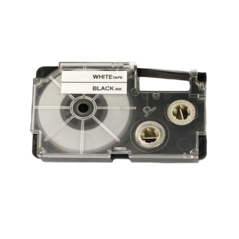 Páska - CASIO XR-12HMWE - 12 mm bílá - černý tisk - flexibilní - kompatibilní