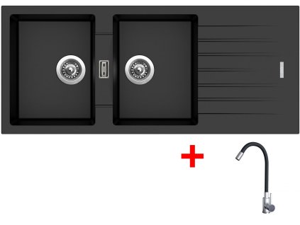 4478285 8596142054817 sinks perfecto 1160 duo metalblack elasta nerez cerna