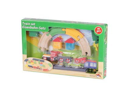 1455 dreveny herni set vlacek 19 ks