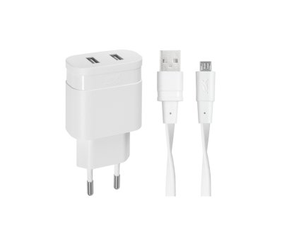 13890 riva power 4123 wd1 dualni sitova nabijecka 3 4a 2 usb bila micro usb kabel