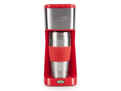 4827 osobni kavovar s termohrnkem 400 ml domo mycoffee cerveny