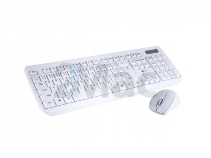 C-TECH klávesnice s myší WLKMC-01W, USB, bílá, wireless, CZ+SK