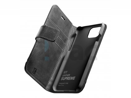 Prémiové kožené pouzdro typu kniha Cellularine Supreme pro Apple iPhone 12 Pro Max, černé