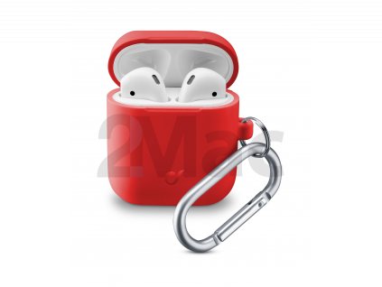 Ochranný kryt s karabinou Cellularline Bounce pro Apple AirPods 1 & 2, červený