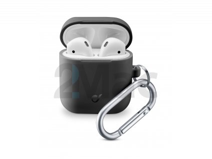 Ochranný kryt s karabinou Cellularline Bounce pro Apple AirPods 1 & 2, černý