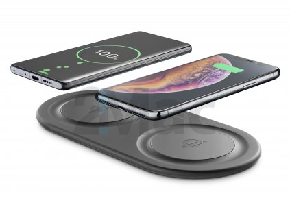 Bezdrátová nabíjecí stanice Cellularline Wireless Fast Charger Dual s 2 x 10W, Qi kompatibilní, černá