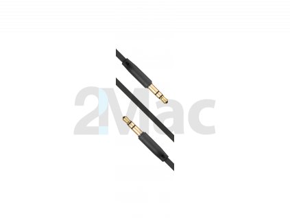 Plochý audio AUX kabel FIXED s konektory 2 x 3,5 mm jack, černý