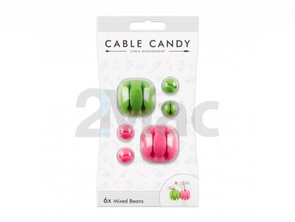 Kabelový organizér Cable Candy Mixed Beans, 6 ks, zelený a růžový