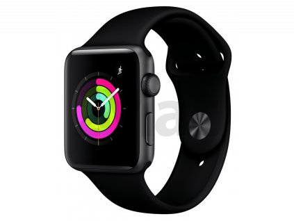 Apple Watch S3 Ves Šedé 42mm Černý Sport Řemínek