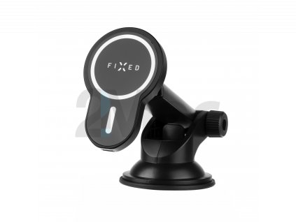 Držák s bezdrátovým nabíjením FIXED MagClick XL s podporou uchycení MagSafe, na sklo nebo palubní desku, 15W, černý