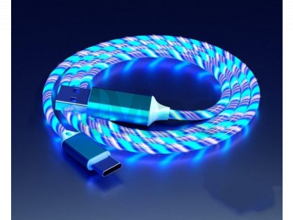 USB-USC-C rychlo nabíječka s LED podsvícením - modrá