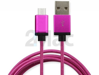 Synchronizační a nabíjecí kabel Micro USB - 1,8m - Tmavě růžový