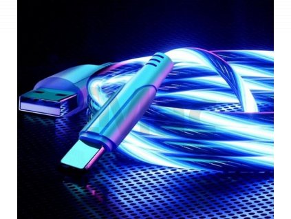 USB-lightning rychlo nabíječka s LED podsvícením - modrá