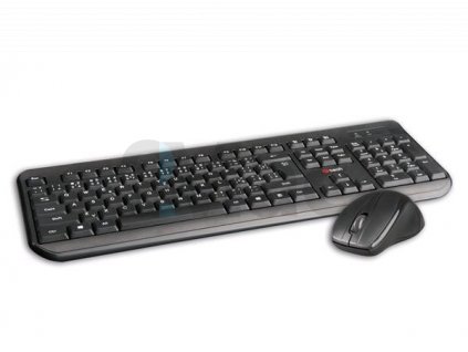 C-TECH klávesnice s myší WLKMC-01, USB, černá, wireless, CZ+SK