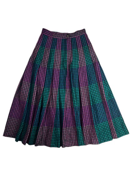 80s Vintage Pepito Vlnená Skladaná Sukňa