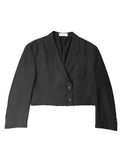 Mens Upcycled Raw Edge Wool Blazer | Charcoal Gray