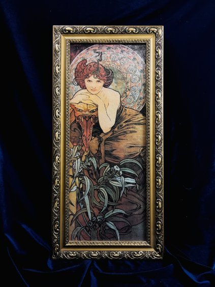 Alfons Mucha - 1900s Reproductiom of Les Pierres Précieuses / Smaragd