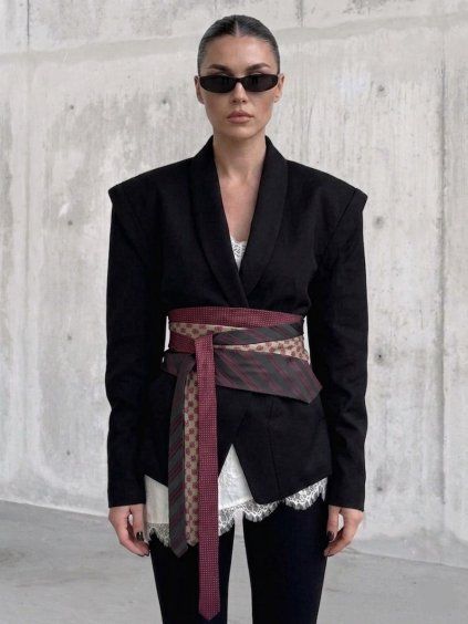 Upcycled Silk Tie Belt / No. 02 Bordeaux