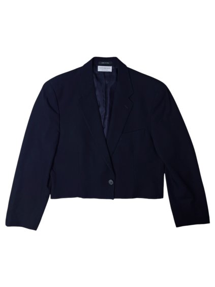 Men’s Upcycled Raw Edge Emporio Armani Crop Blazer | Navy Blue