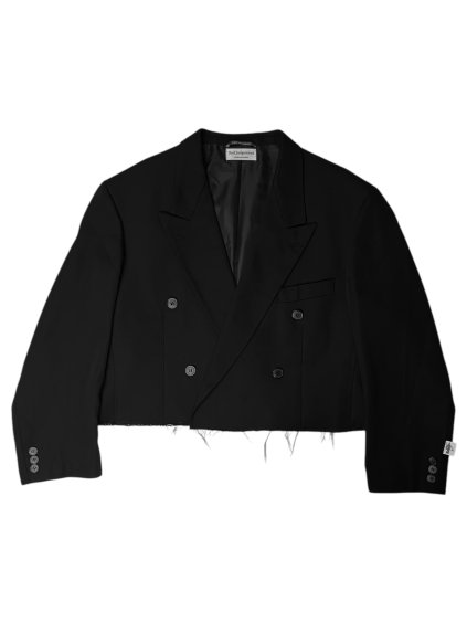 Men’s Upcycled Raw Edge Covett Crop Blazer | Solid Black
