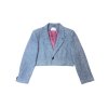 Women’s Upcycled Raw Edge Ted Nicol Crop Wool Blazer | Blue & White Herringbone