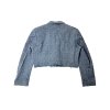 Womens Upcycled Raw Edge Excelsior Club Crop Wool Blazer | Blue & Gray Herringbone